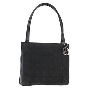 Christian Dior Canage Shoulder Bag Nylon Black Silver Auth 144646